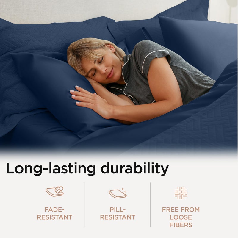 Threadmill 100% Cotton Sheets for Twin XL Size Bed - 600 Thread Count Twin XL Bed Sheets Set with 15â€ Deep Pocket - Sateen Weave 3-Piece Bedding Set with Cooling Effect, Folkstone Blue - Image 4